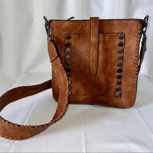 NWOT MMS Faux Brown Leather Crossbody Purse